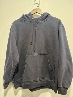 Vtg Y2K Foot Locker Sun Faded Washed Black Boxy Blank Hoodie L V-Stitch⁠